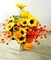 2 Bunches Artificial Sunflowers Flowers and 2 Bunches Artificial Marigold Flower